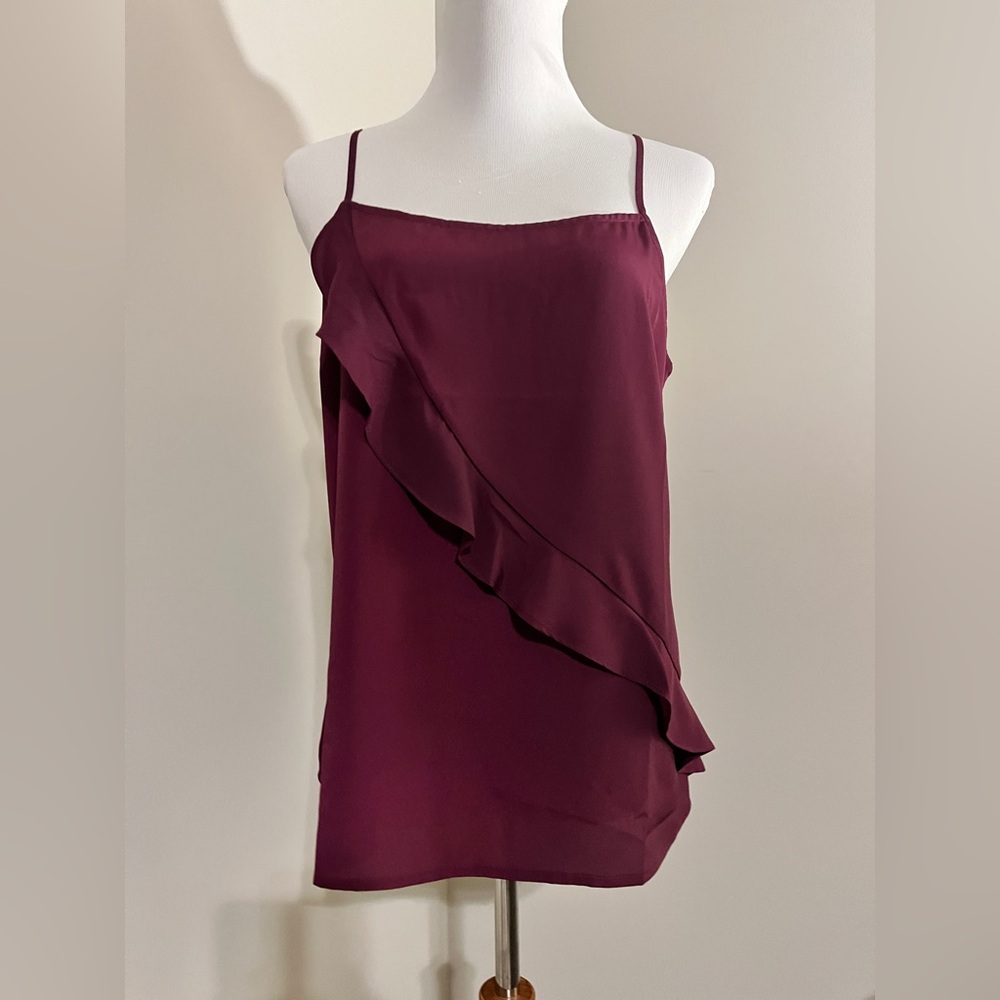 NWT J. Crew Burgundy Camisole with Ruffle Detail